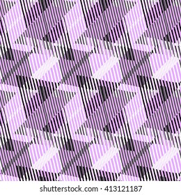 Abstract colorful pattern with stripes and geometric shapes. Seamless geometric modern print in bright pink black colors. Modern textile design with dynamic tech lines for summer fall fashion. Vector