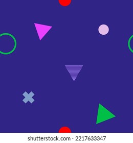 Abstract  colorful pattern in trendy memphis style. Background for printing brochure, poster, party, vintage textile design, sport wear. Retro 80's - 90's style. Eps 10 vector illustration.