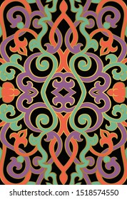Abstract colorful pattern. Vector beautiful background. Oriental template for textile, carpet, shawl, playing card back. 