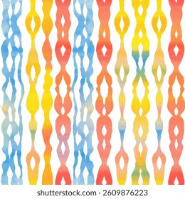 Abstract, colorful pattern of vertical ribbons grunge lines ikat pattern, striped seamless pattern, Vector illustration background for print the paper.