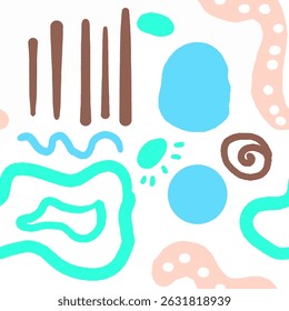 Abstract Colorful Pattern With Vibrant Shapes and Lines in Artistic Style. Seamless Pattern