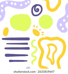 Abstract Colorful Pattern With Vibrant Shapes and Lines in Artistic Style. Seamless Pattern
