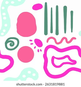 Abstract Colorful Pattern With Vibrant Shapes and Lines in Artistic Style. Seamless Pattern