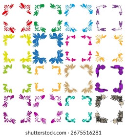 Abstract colorful patterns. Geometric tile illustrations. Vector decorative elements. Creative graphic ornaments. EPS 10.