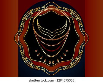 Abstract colorful peacock  pattern. Vector for design invitation, card, wallpaper or fabric.Dubai gold souk.South Indian bridal jewellery.