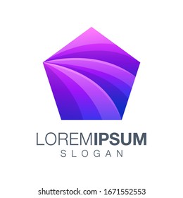 abstract colorful pentagon gradient logo design