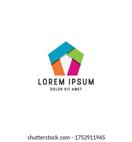 Abstract colorful pentagon logo icon design template