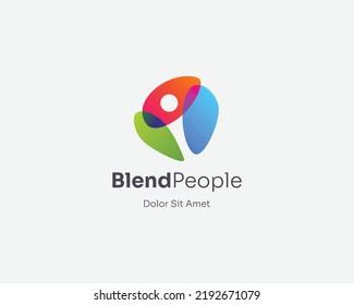 Abstract colorful people with blending color logo gradient