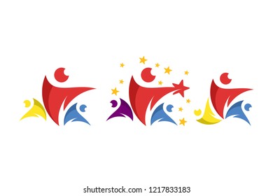 Abstract Colorful People Group logo vector, Community logo