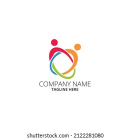 Abstract colorful people and heart logo design. Vector logo template. Healthcare, medical logotype idea.