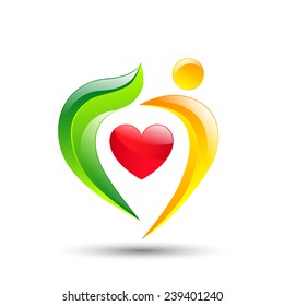 Abstract colorful people and heart shape icon