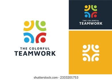 Abstract Colorful People Kids for Rainbow Culture Diversity Together Team Work Unity Community Care Human Gathering Logo design 