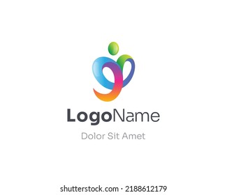 Abstract colorful people style logo gradient