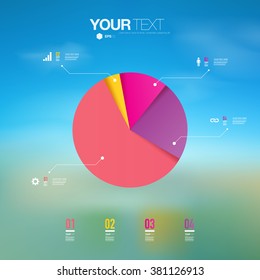 Abstract colorful percentage diagram design with blue sky background 
can be used for workflow layout, diagram, chart, pie, number options, presentation, web design. Eps 10 stock vector illustration