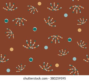 Abstract colorful petal dots design on crimson background pattern seamless wallpaper. Vector image