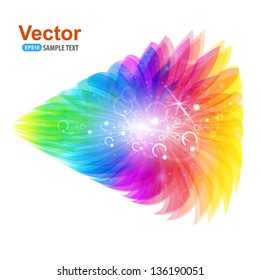 Abstract colorful petals in rainbow colors on white