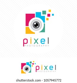 Abstract colorful photography logo. Simple clean and Modern style camera lens icon vector .