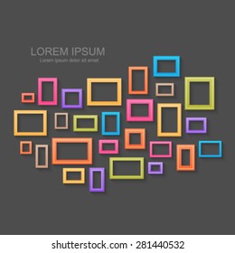 Abstract colorful picture frames background. Easy to change colors.