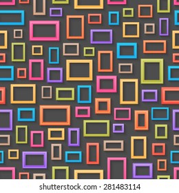 Abstract colorful picture frames seamless background.