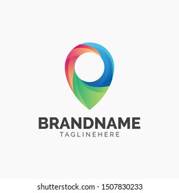 Abstract Colorful Pin Sign Symbol Logo Icon Template