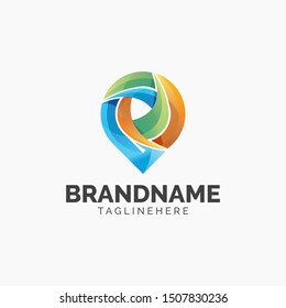 Abstract Colorful Pin Sign Symbol Logo Icon Template