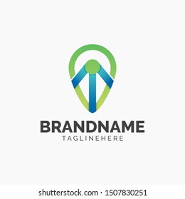 Abstract Colorful Pin Sign Symbol Logo Icon Template