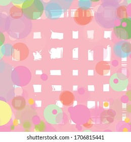 Abstract colorful pink circles and grid pattern background. Nice  dots and circles  with hand drawn and brush strokes for your design.