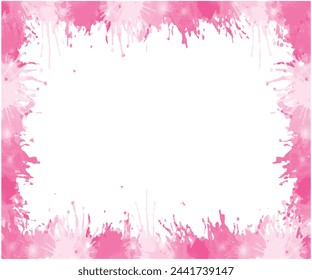 Abstract colorful pink color painting illustration - Rectangular rectangle frame made of watercolor splashes