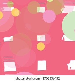 Abstract colorful pink, green and yellow circles and grid pattern background. Nice  dots and circles  with hand drawn and brush strokes for your design.