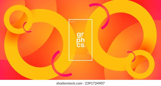 Resumen de la ilustración de gradiente rosa y naranja colorido con fondo geométrico con un simple patrón de círculo. Diseño moderno y luminoso. Vector Eps10