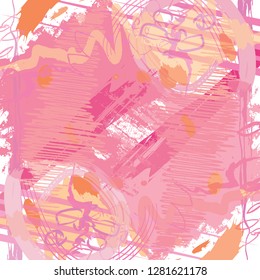 abstract colorful pink and orange paintbrush and scribble lines texture background. creative colorful pink and orange nice brush strokes and hand drawn for your design. vector illustration