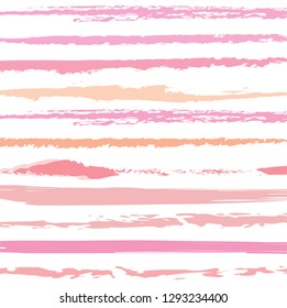 abstract colorful pink paint brush and scribble lines with horizontal lines for your design. modern beautiful pink brush stroke with horizontal lines pattern