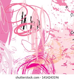 Abstract colorful pink paint brush and strokes, scribble lines pattern background. creative colorful nice brush strokes and hand drawn background