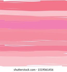 Abstract colorful pink paint brush and strokes, stripes with horizontal lines pattern background