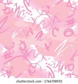 Abstract colorful pink paint brush and strokes, scribble lines with hearts shea pattern background. colorful pink nice  hand drawn for your design. modern beautiful grunge and stripes pattern backdrop