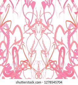 abstract colorful pink paintbrush and scribble lines with hearts shapes background for Valentine's day. creative colorful pink nice brush strokes and hand drawn for your design. vector illustration