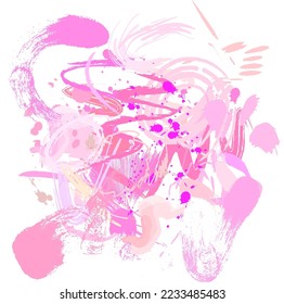 Abstract colorful pink painting and strokes, grunge texture background. Abstract isolated colorful vector watercolor stain. Grunge element .