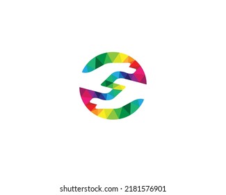 Abstract Colorful Pixel Hand Creative Logo Design Vector Template.