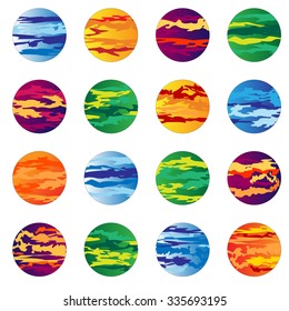Abstract with colorful planets territories