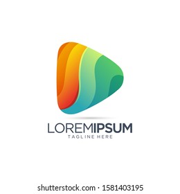 Abstract Colorful Play Button Logo Vector Template