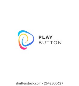 Ícone de design de logotipo de mídia do botão de reprodução colorido abstrato