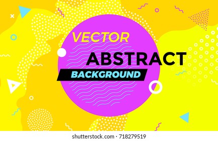 Abstract colorful playful banner background with fun texture design element. Vector overlay orange pattern with white geometric forms with line and dots in trendy graphic.
