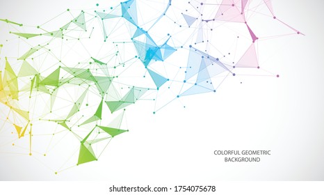 Abstract colorful plexus background with connecting dots and lines