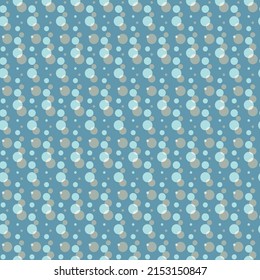 Abstract colorful polka dots on blue background. Simple geometric vector pattern.