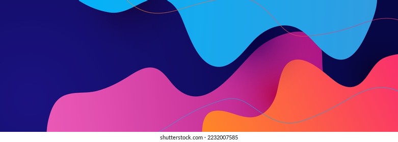 Abstract colorful polygon banner design template. Colorful tech web banner with geometric shapes backdrop and gradient colors. Vector graphic design banner pattern presentation background.