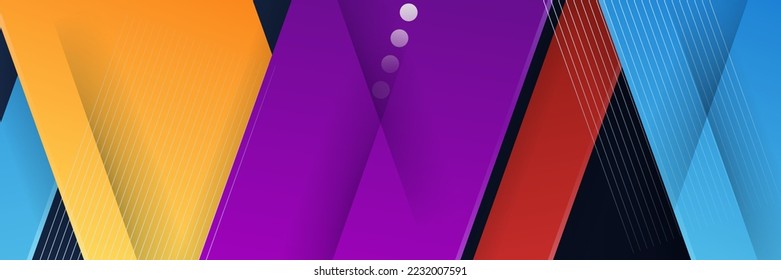 Abstract colorful polygon banner design template. Colorful tech web banner with geometric shapes backdrop and gradient colors. Vector graphic design banner pattern presentation background.