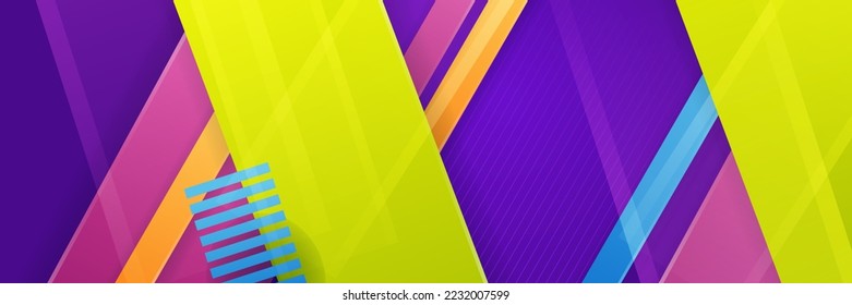 Abstract colorful polygon banner design template. Colorful tech web banner with geometric shapes backdrop and gradient colors. Vector graphic design banner pattern presentation background.