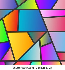 Abstractas Vector de mosaico de polígono colorido con estilo de vidriera, ideal para impresiones, textiles y proyectos de arte digital