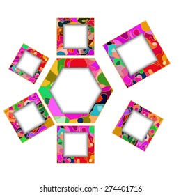 Abstract colorful polygon and square frames 