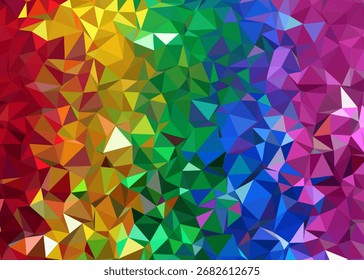Abstractas colorido poligonal bajo fondo de polietileno, Abstractas geométrico arco iris mosaico